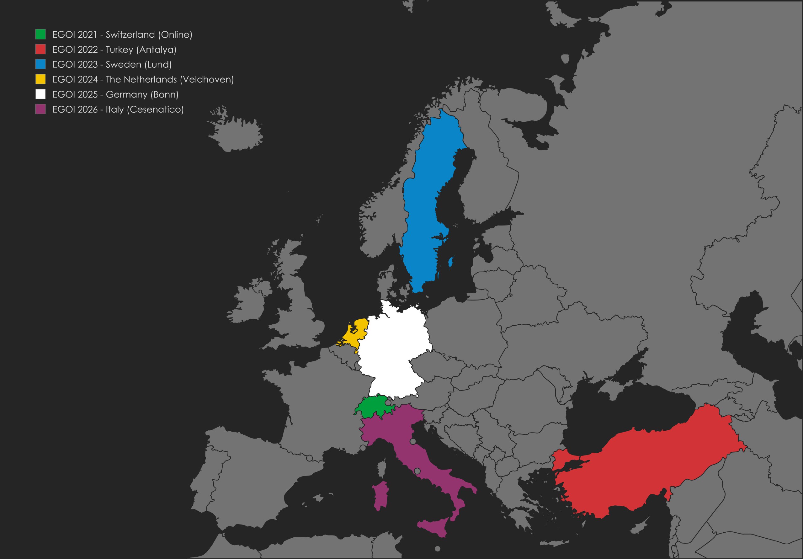 Europe map with editions